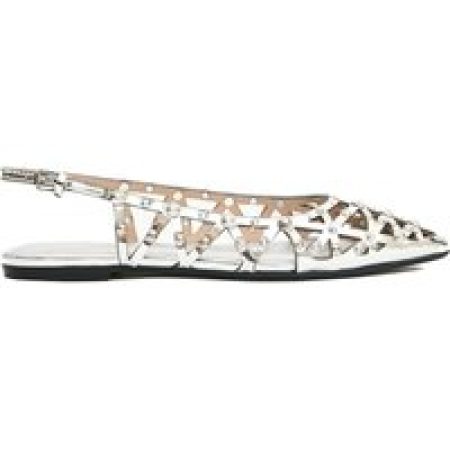 - Silver Leather Slingbacks in zilver