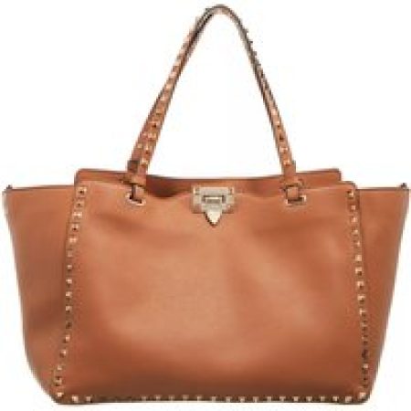 Valentino Garavani Shoppers - Medium Tote Rockstud in cognac