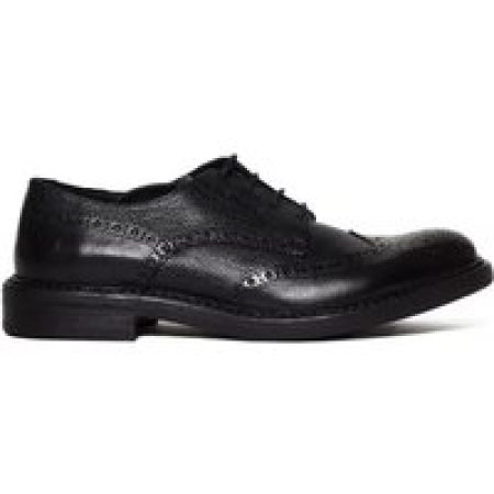 - Black Leather Lace-Up Shoes in zwart