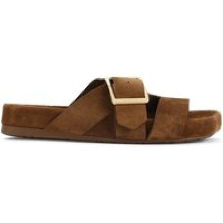 Loewe Sandalen - Brown Calf Suede Sandals With Bold Buckle Detail in bruin