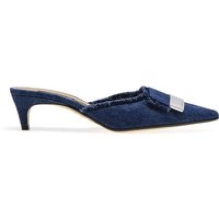 sergio rossi Slippers & Mules - Denim Effect Mules With Pointed Toe in blauw