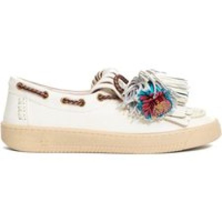 - White Leather Tassel Moccasin in wit