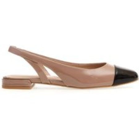 Stuart Weitzman Hoge hakken - Nude And Black Patent Low Slingback in bruin