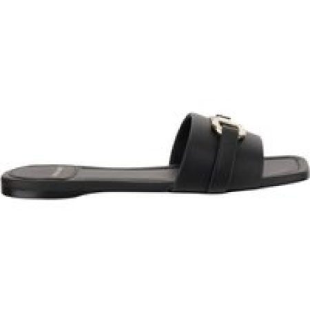 Salvatore Ferragamo Sandalen - Leather Flat Sandals With Logo in zwart