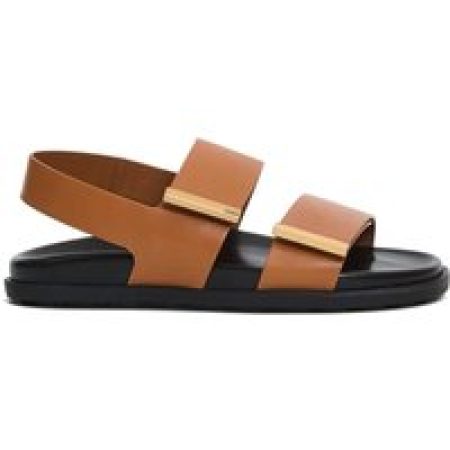 Tod's Sandalen - Brown Leather Two-Strap Anatomical Sandals With Ru in zwart