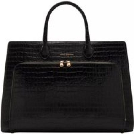 Isabel Bernard Shoppers & Totes - Honoré Nadine Croco Black Calfskin Leather Handbag in zwart