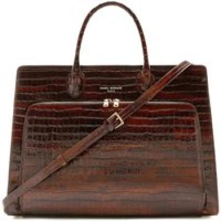 Isabel Bernard Shoppers & Totes - Honoré Nadine Croco Brown Calfskin Leather Handbag in bruin