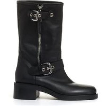 Strategia Boots - Biker Ankle Boots with Square Toe and Buckles in zwart