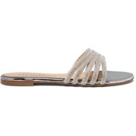 Ninalilou Sandalen - Silver Leather Sandals With Shimmering Straps in bruin