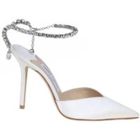 Jimmy Choo Hoge hakken - Slingback Saeda 100 In Satin in wit