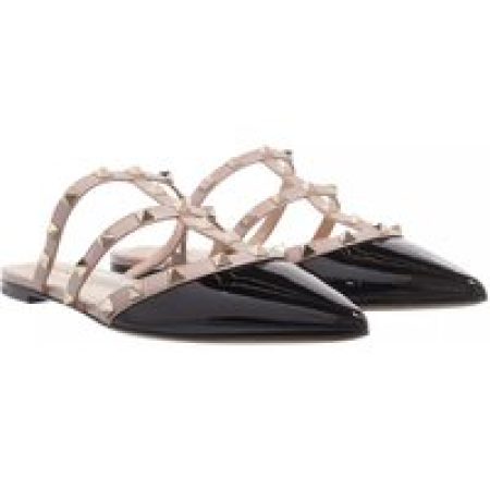 Valentino Garavani Slippers - Rockstud Mules Patent Leather in zwart