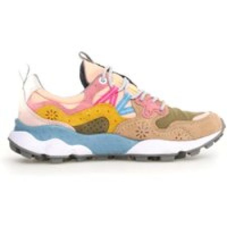 Flower Mountain Low-Top Sneakers - Yamano In Beige Suede And Olive Green Fabric Sneak in meerkleurig