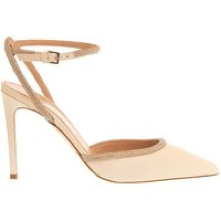 Ninalilou Sandalen - Slingback Nappa Pumps With Strass Details And 90Mm in beige
