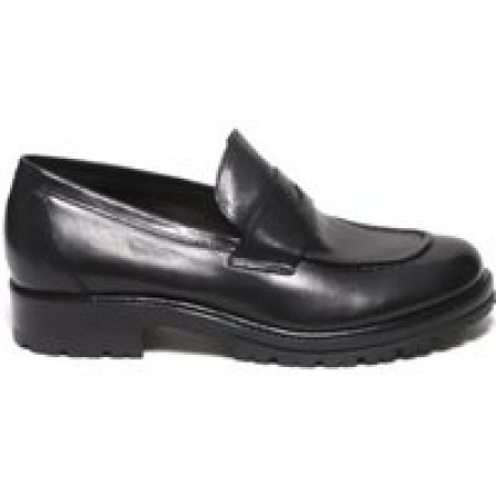 - Black Leather Moccasin in zwart