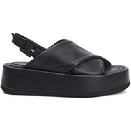 Paloma Barceló Sandalen - Black Leather Crossover Wedge in zwart
