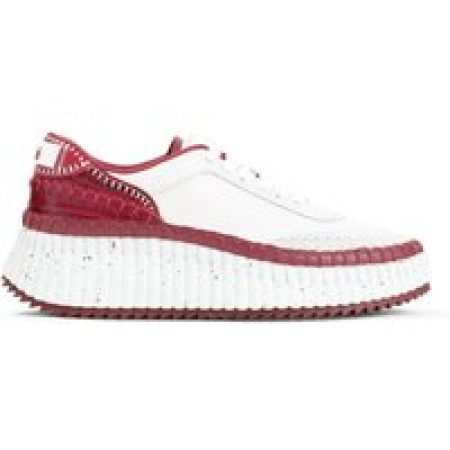 Chloé Low-Top Sneakers - Red Leather Sneakers With Textured Sole And Elegan in rood