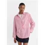 Stradivarius Oversized popeline gestreepte blouse  Kauwgumroze M