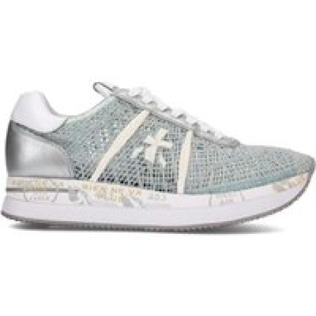 Premiata Low-Top Sneakers - Light Blue Gray Crochet Fabric Conny Sneakers in wit
