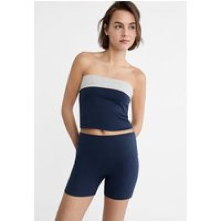 Stradivarius Sportieve hotpants met omgeslagen taille  Marineblauw M