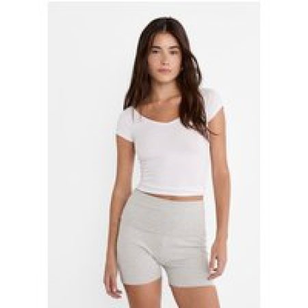 Stradivarius Sportieve hotpants met omgeslagen taille  Grijs melange L