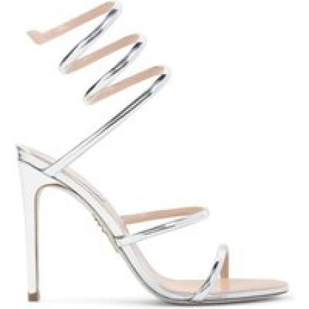 René Caovilla Sandalen - Spiraled Ankle Strap Sandals With Metallic Finish in zilver