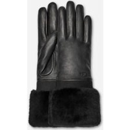 UGG® Shearling Cuff Leather-handschoen in Black