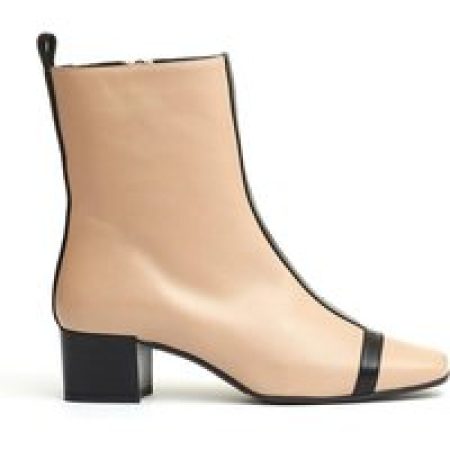 Carel Paris Boots - Beige And Black Leather Ankle Boot 40Mm Heel in bruin