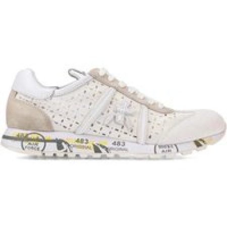 Premiata Low-Top Sneakers - Lucy Sneakers In Laser-Cut Leather And White Suede in wit
