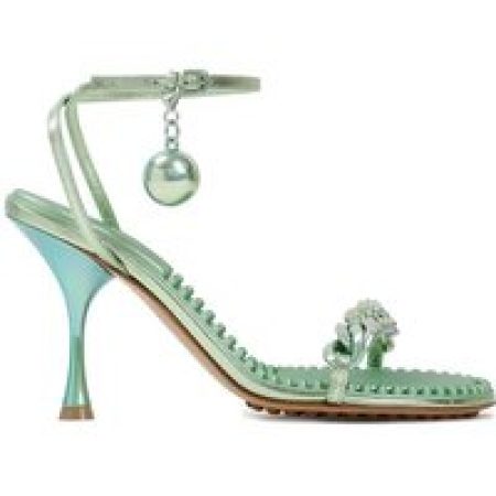 Bottega Veneta Sandalen - Green Leather Dot Heeled Sandals in groen