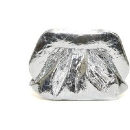 Themoirè Clutches - Silver Mirror Clutch With Crinkled Texture And Com in zilver