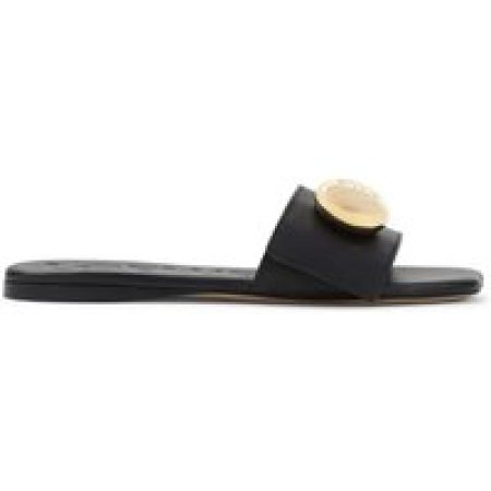 Loewe Sandalen - Elegant Black Calf Leather Sandals With Gold Embel in zwart