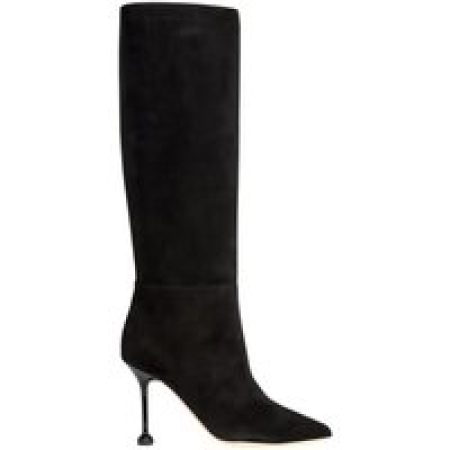 Ninalilou Boots - Black Suede Boots With Chic Button Detail in zwart