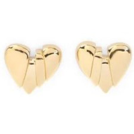 Amina Muaddi Oorbellen - Metallic Heart-Shaped Earrings in gold