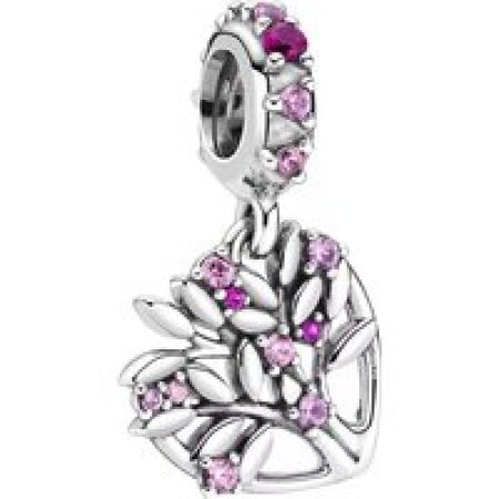 Pandora Charms - Rosafarbener Familienstammbaum Charm-Anhänger in silver