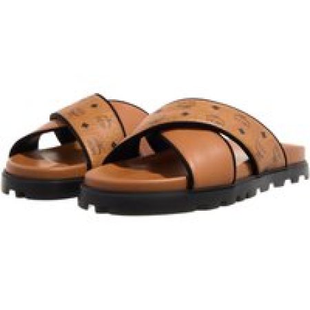 MCM Slippers & Mules - U Mcm Col Vst Lthr Mix Flat Sandals Co in cognac