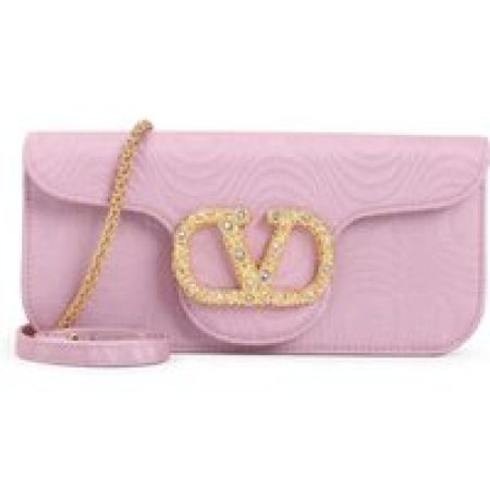 Valentino Garavani Clutches - Textured Moire Clutch With Signature Logo in roze