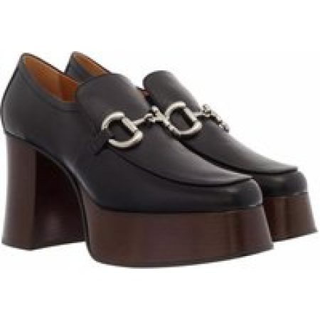 Gucci Loafers & ballerina schoenen - Plateau High Heel Leather Loafer in zwart