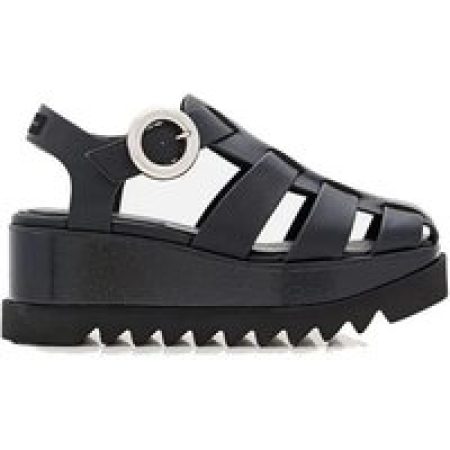 Stella McCartney Sandalen - Black Wedge Sandals With Adjustable Ankle Strap in zwart
