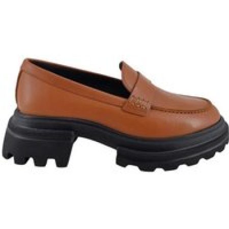 Hogan Hoge hakken - Brown Leather Loafers With Chunky Sole in bruin