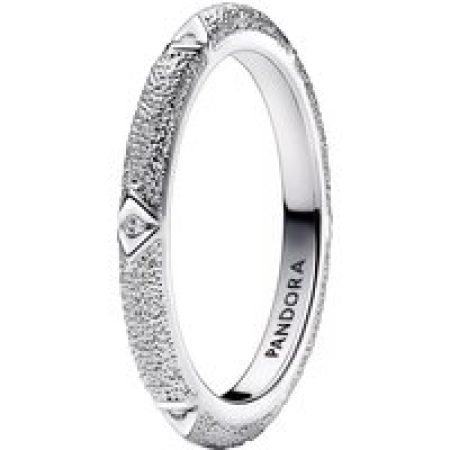 Pandora Ringen - Texture sterling silver ring with cubic zirconia in silver