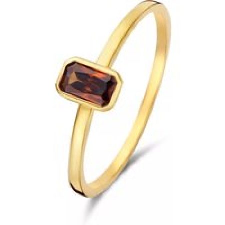 Isabel Bernard Ringen - Isabel Bernard Baguette damen Ring 585 Gold IB3300 in brown