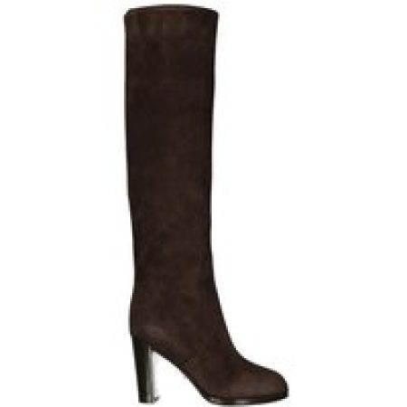 sergio rossi Boots - Brown Leather Boots With Block Heel in bruin