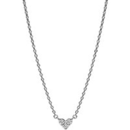 Pandora Kettingen - Heart sterling silver necklace withcubic zirconia in silver