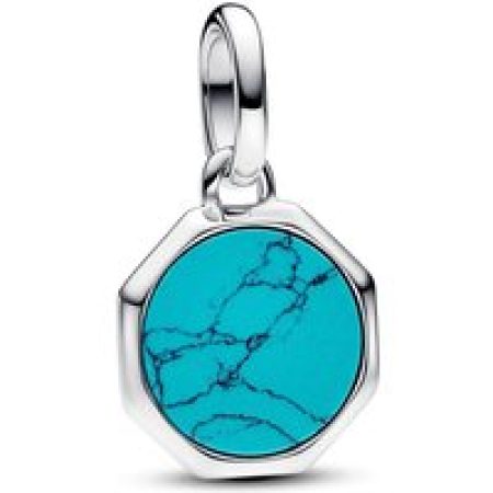 Pandora Charms - Turquoise Blue Engravable Mini Medallion Charm in blue