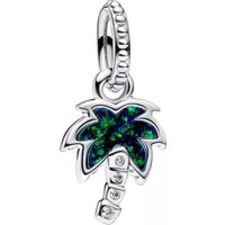 Pandora Charms - Palm tree sterling silver dangle with lab-created in green