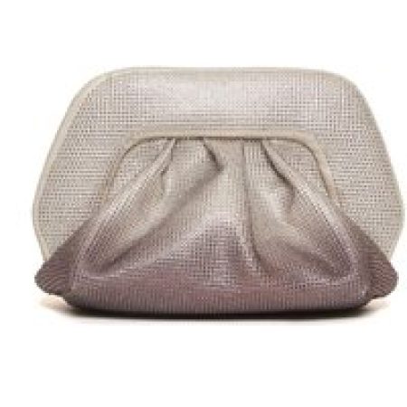 Themoirè Clutches - Degrade Silver Pink Strass Clutch With Pleated Des in roze