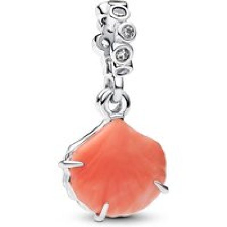Pandora Charms - Coral-coloured Shell Double Dangle Charm in silver