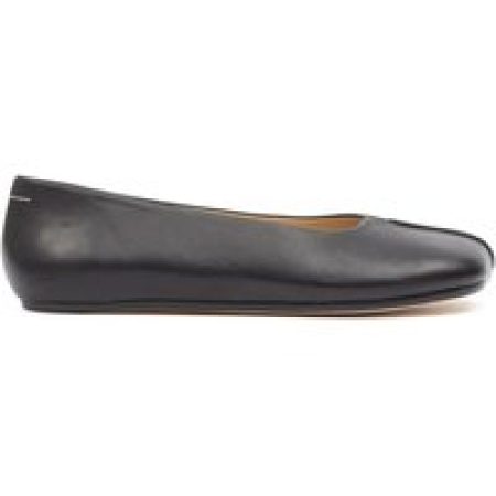 - Stitch-Out Leather Ballerina Shoes in zwart