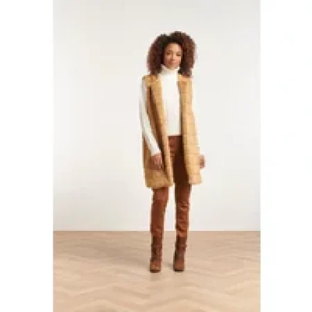 Smashed Lemon 23621 lang zandkleurig furry damesgilet