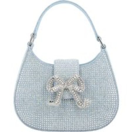 self-portrait Totes & shoppers - BLUE RHINESTONE DENIM CRESCENT BAG in blauw